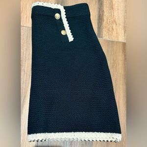 J. Crew Black Knit Skirt with Cream Trim NWT Sz L